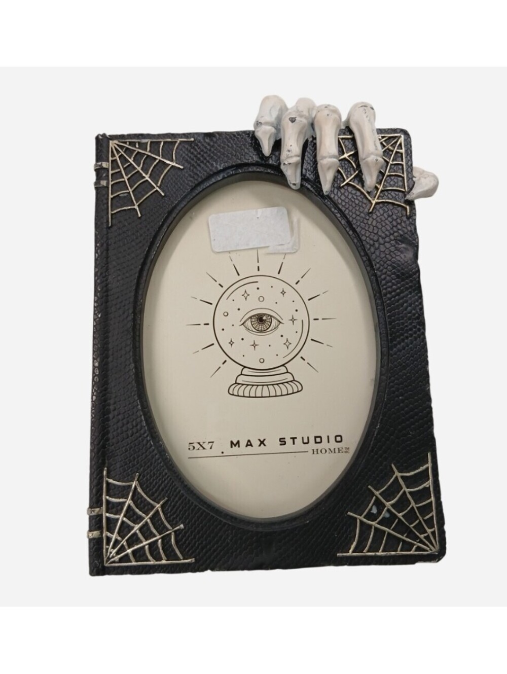 Max Studio Home 5x7 Halloween Picture Frame Skeleton Hand Spell Book Spiderweb